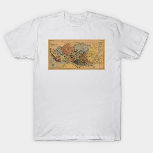 Vintage Map of Porto Portugal (1903) T-Shirt by Bravuramedia